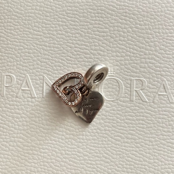 Retired Pandora Sparkling Freehand Heart Dangle Charm CZ Stones EUC - Picture 1 of 6